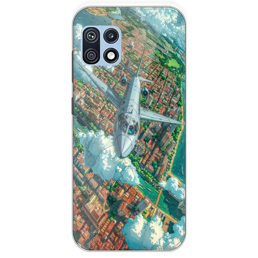 Flying Over City - Printed Silicone Case For Samsung Galaxy F42