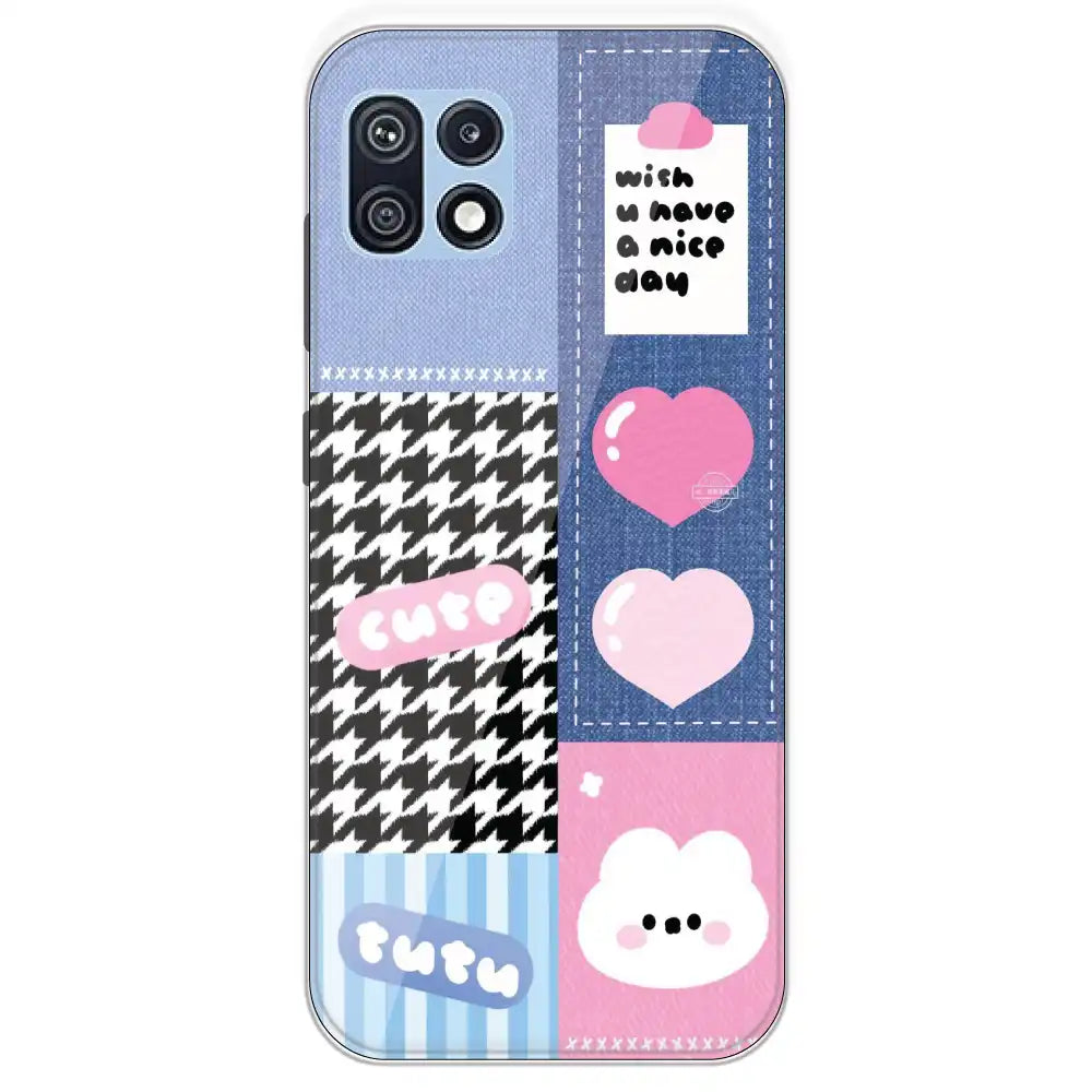 Cute Pink Bear Collage - Printed Silicone Case For Samsung Galaxy F42