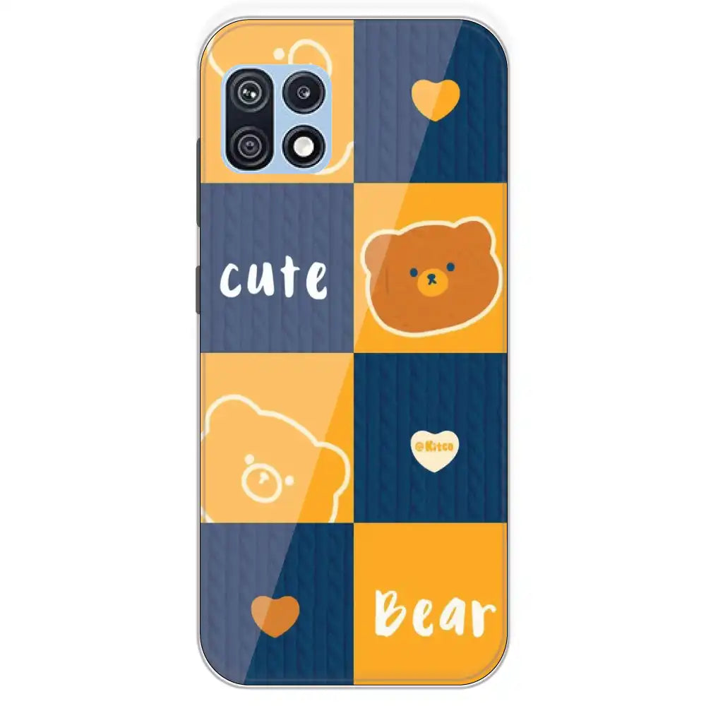 Cute Bear Collage - Printed Silicone Case For Samsung Galaxy F42