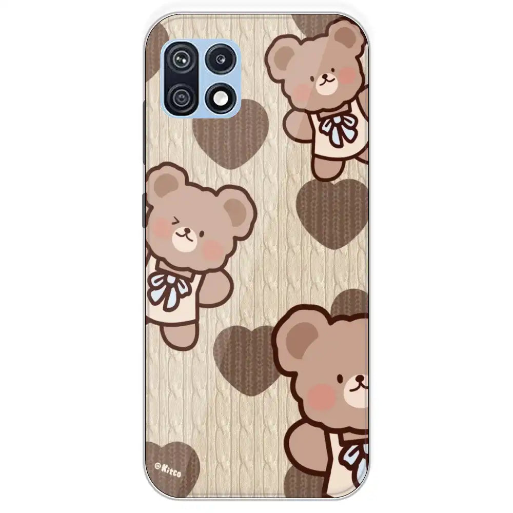Teddy Heart - Printed Silicone Case For Samsung Galaxy F42