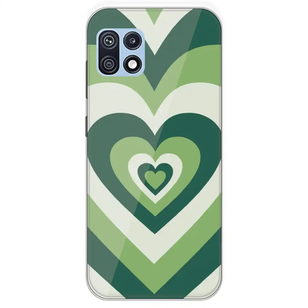 Dark Green Hearts - Printed Silicone Case For Samsung Galaxy F42