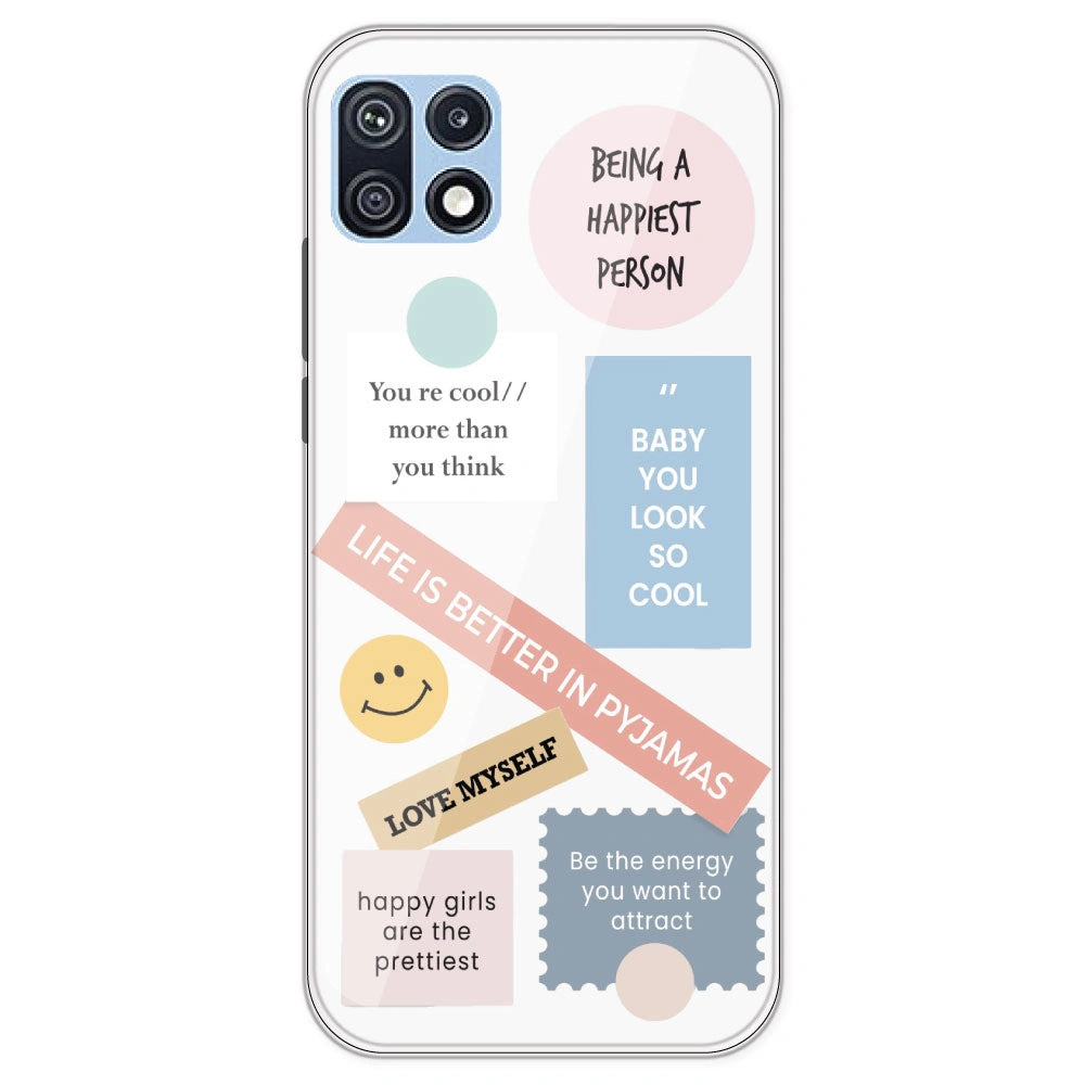 Be Happy - Clear Printed Silicone Case For Samsung Galaxy F42