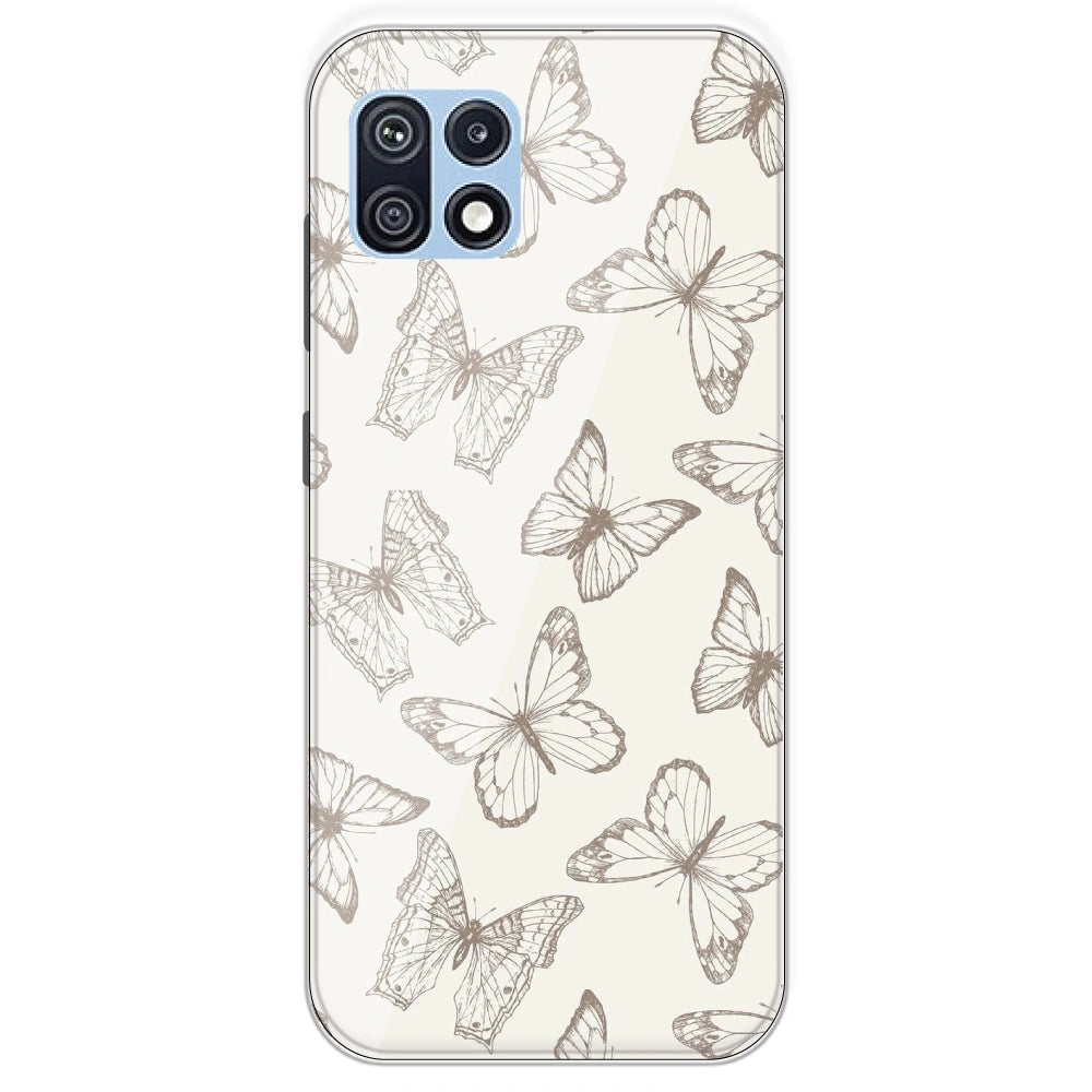 White Butterflies - Printed Silicone Case For Samsung Galaxy F42