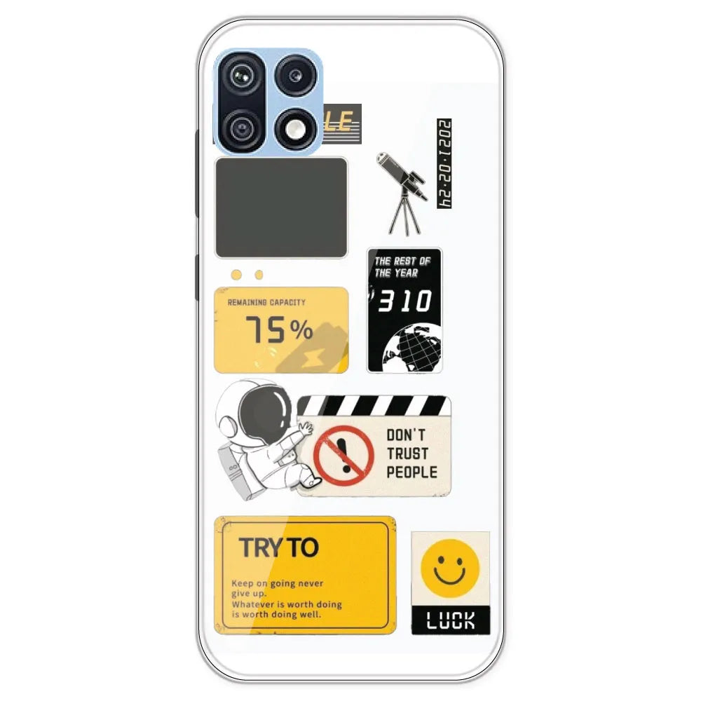 Space - Clear Printed Silicone Case For Samsung Galaxy F42