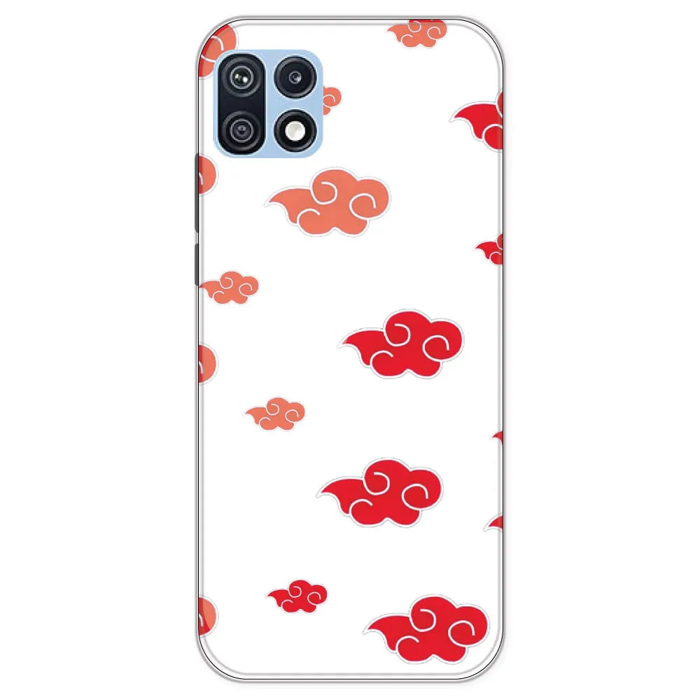 Red Clouds - Clear Printed Silicone Case For Samsung Galaxy F42