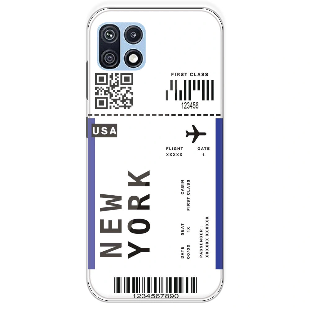 New York Ticket - Clear Printed Silicone Case For Samsung Galaxy F42