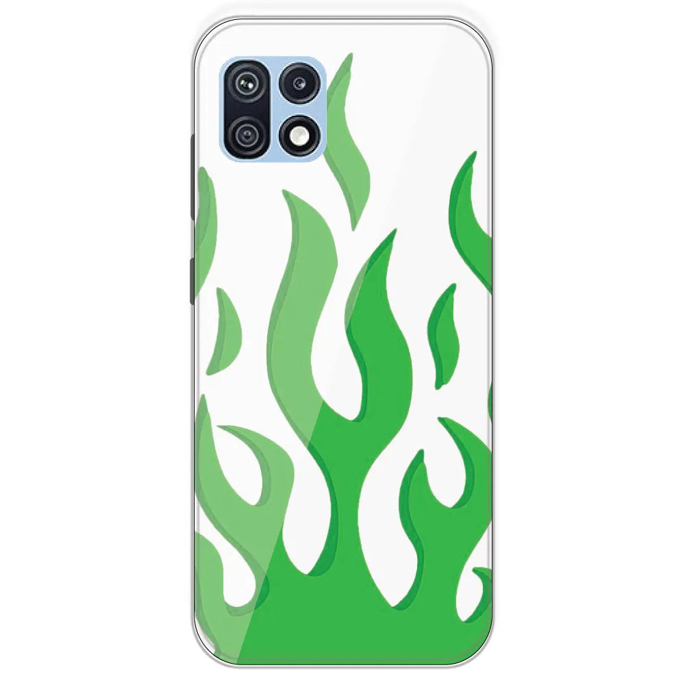 White Aesthetic Flame - Clear Printed Silicone Case For Samsung Galaxy F42