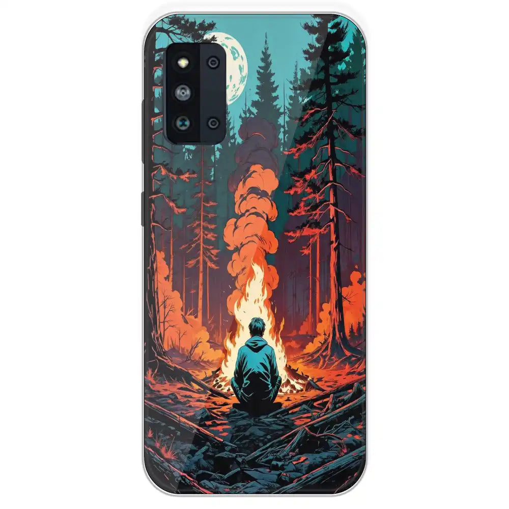 Boy With Camp Fire - Printed Silicone Case For Samsung Galaxy F52