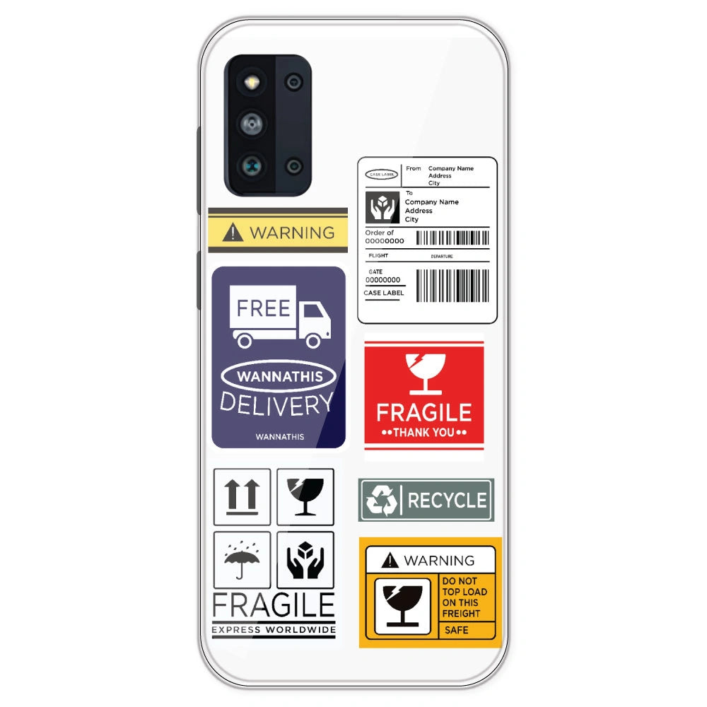 Caution Labels - Clear Printed Silicone Case For Samsung Galaxy F52