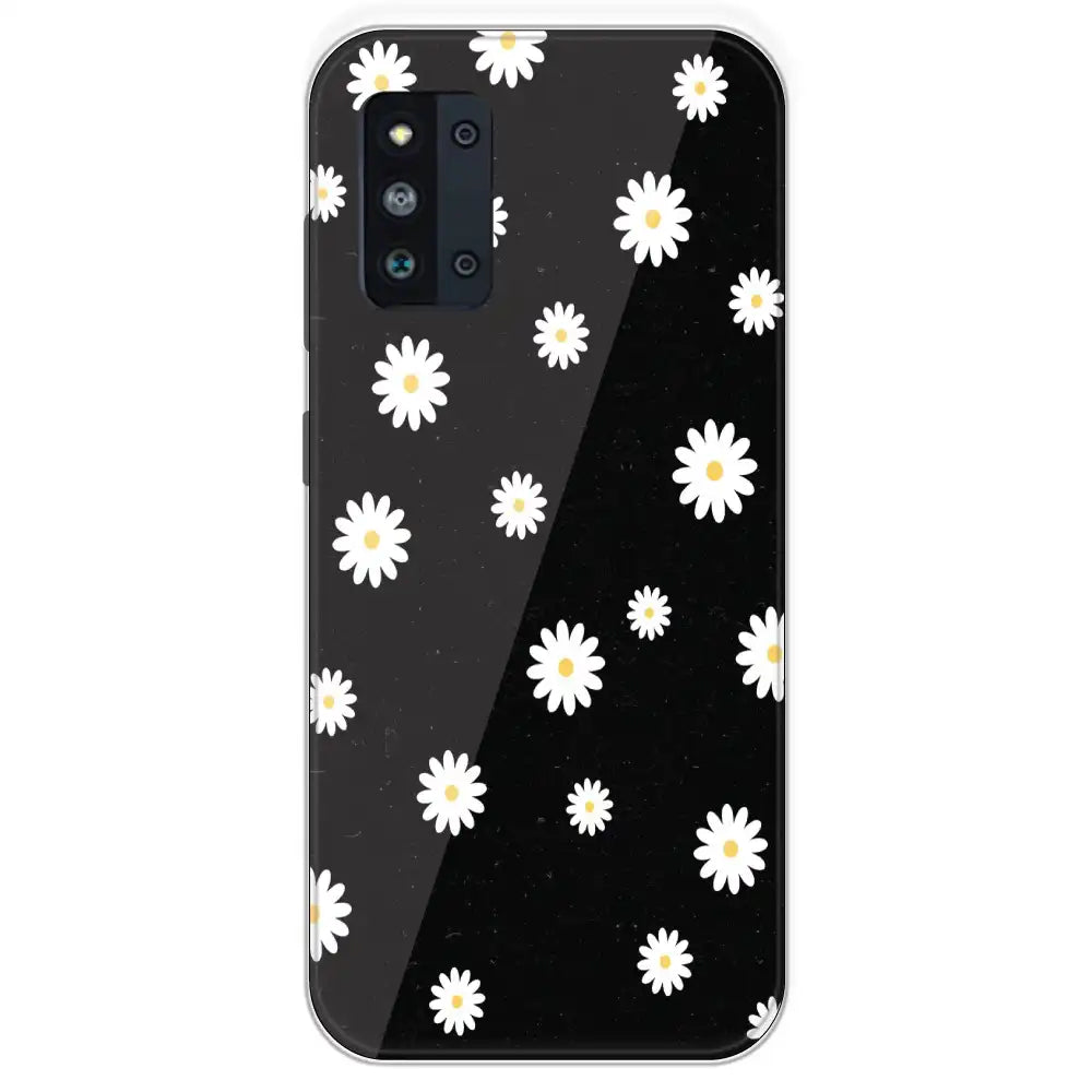 White And Black Flower - Printed Silicone Case For Samsung Galaxy F52