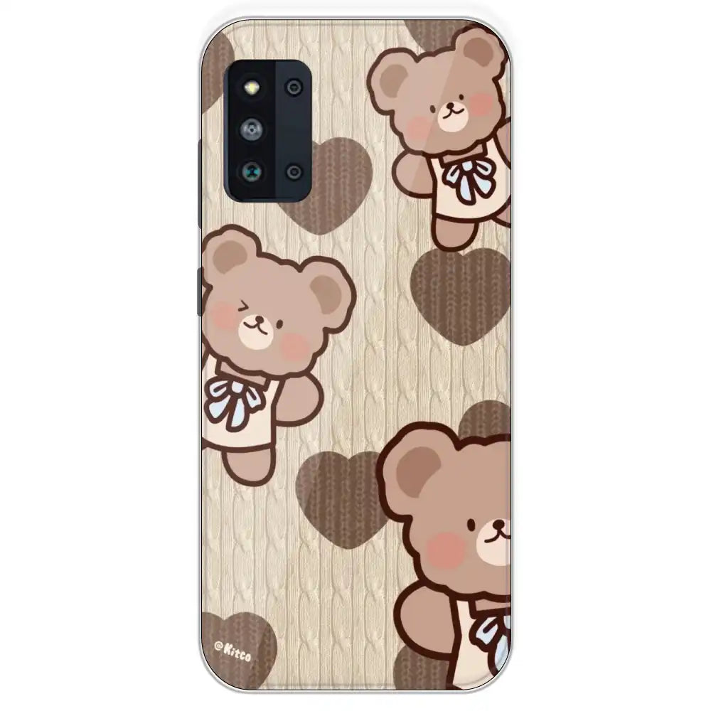 Teddy Heart - Printed Silicone Case For Samsung Galaxy F52