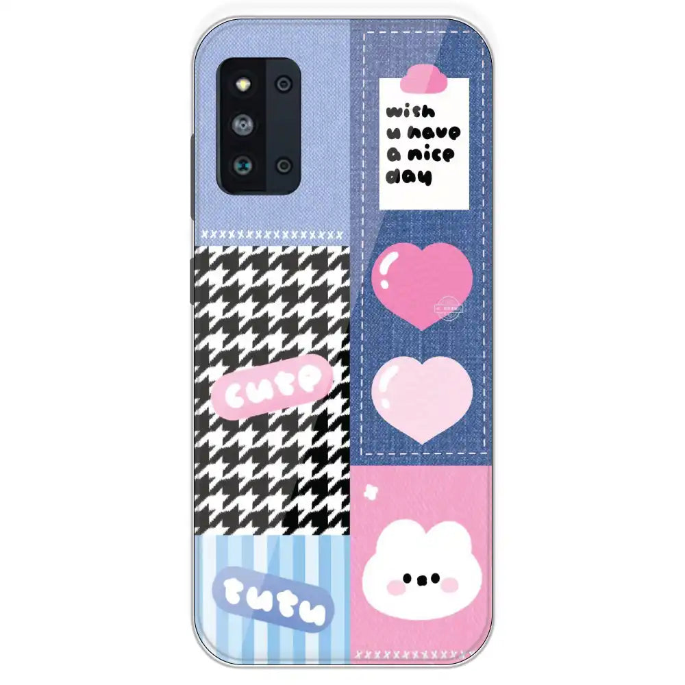 Cute Pink Bear Collage - Printed Silicone Case For Samsung Galaxy F52