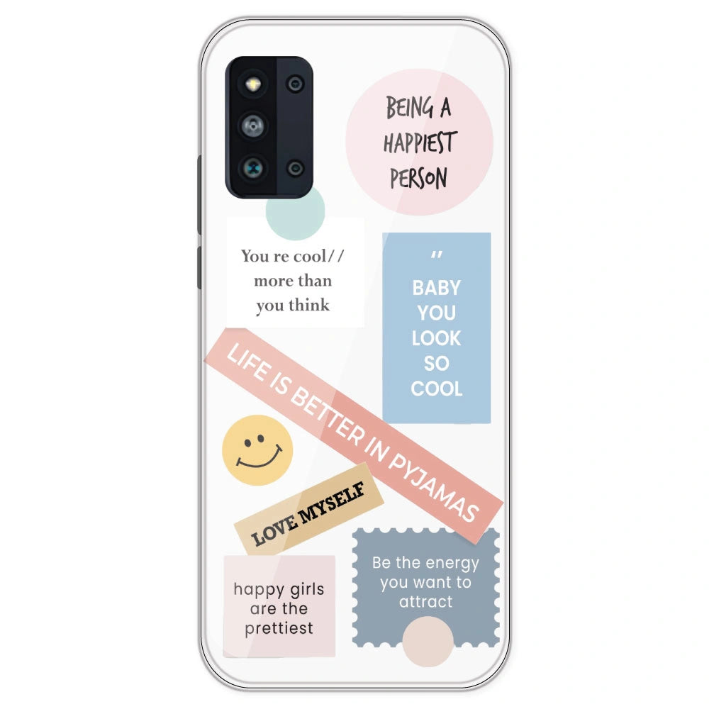 Be Happy - Clear Printed Silicone Case For Samsung Galaxy F52