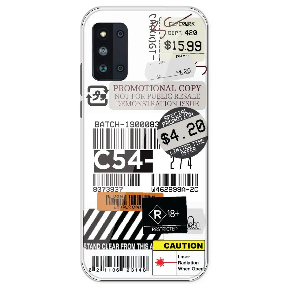 Labels - Clear Printed Silicone Case For Samsung Galaxy F52