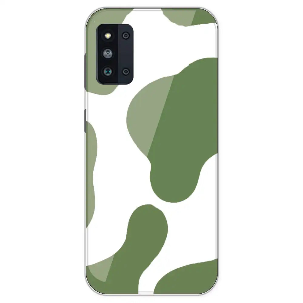 Olive Green Cow Print - Clear Printed Silicone Case For Samsung Galaxy F52