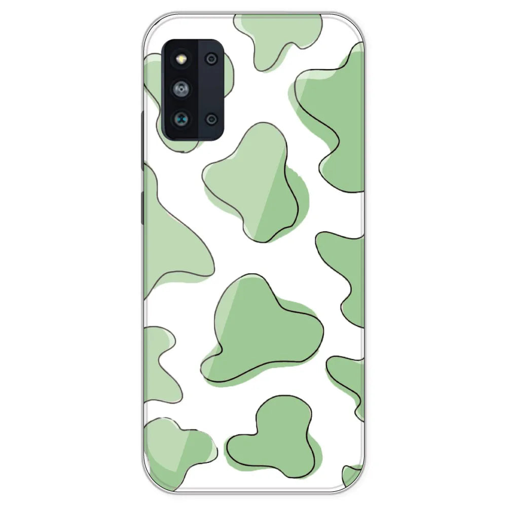 Green Cow Print - Clear Printed Silicone Case For Samsung Galaxy F52