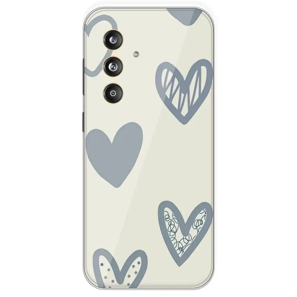 Light Blue Hearts - Printed Silicone Case For Samsung Galaxy F55
