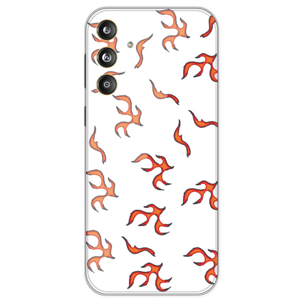 Orange Mini Flames - Clear Printed Silicone Case For Samsung Galaxy F55