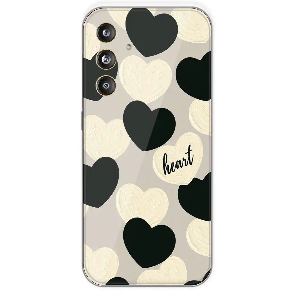 Black And White Heart - Printed Silicone Case For Samsung Galaxy F55