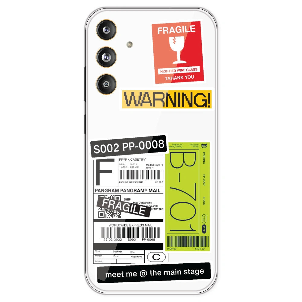 Fragile Labels - Clear Printed Silicone Case For Samsung Galaxy F55