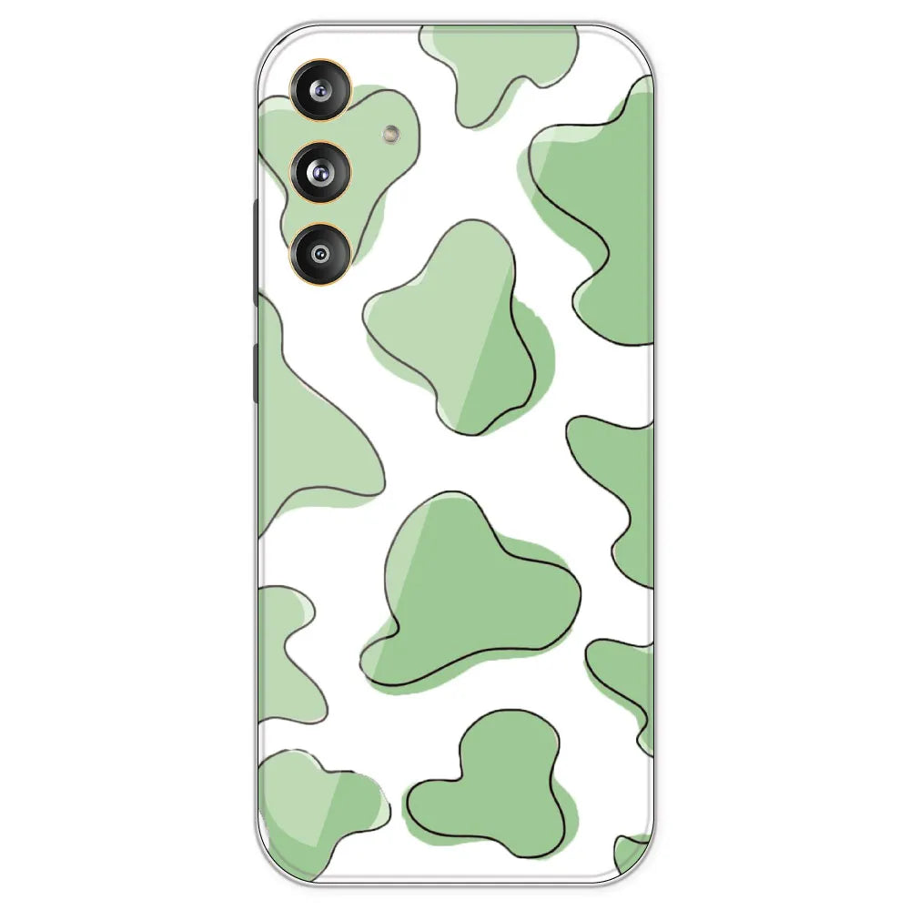 Green Cow Print - Clear Printed Silicone Case For Samsung Galaxy F55