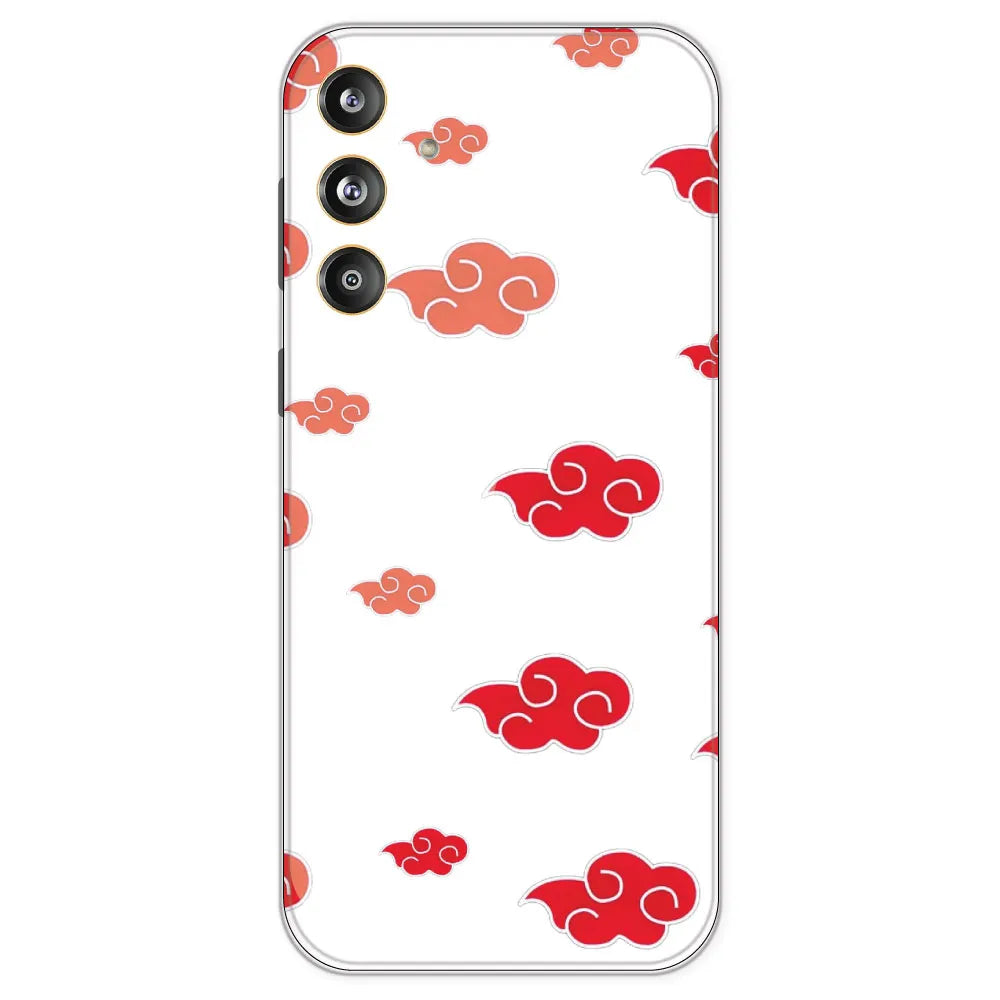 Red Clouds - Clear Printed Silicone Case For Samsung Galaxy F55