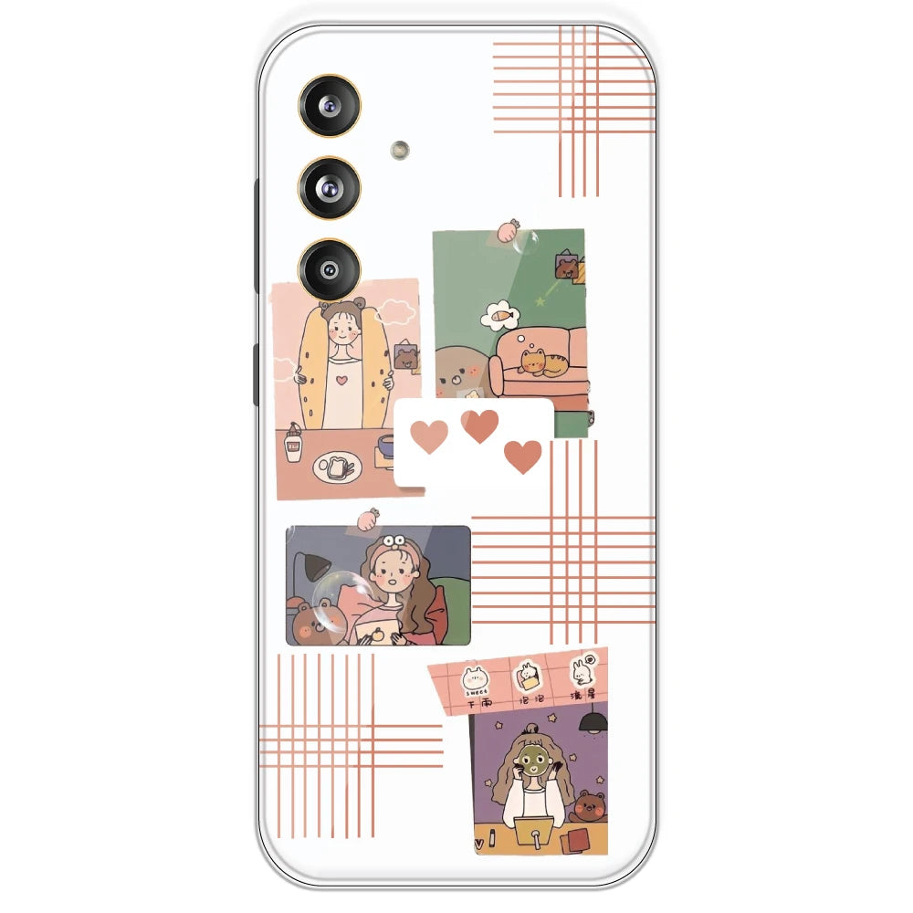 Cute Girl Collage - Clear Printed Silicone Case For Samsung Galaxy F55