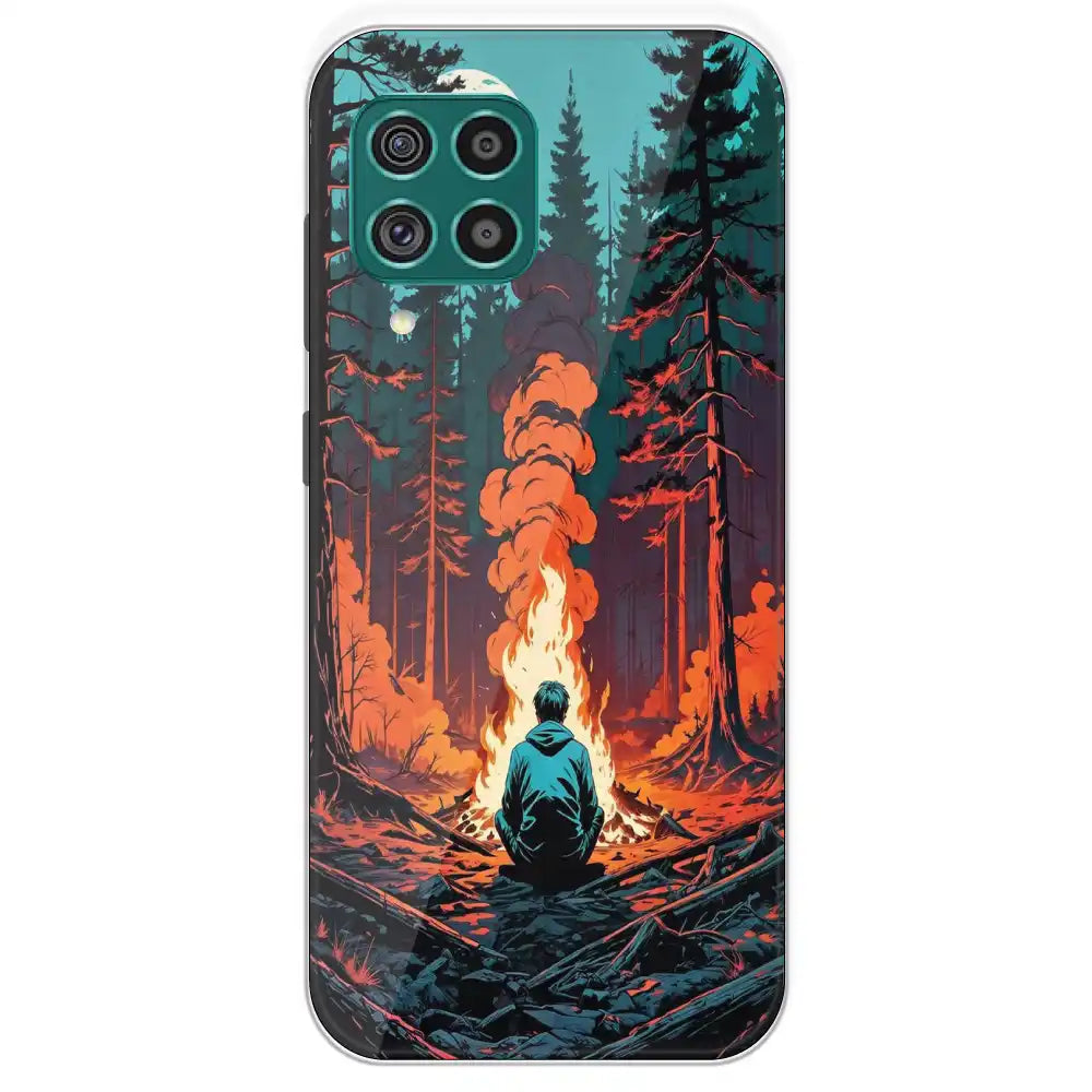 Boy With Camp Fire - Printed Silicone Case For Samsung Galaxy F62