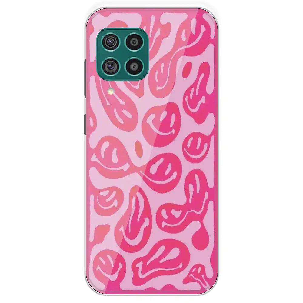 Pink Smilies - Printed Silicone Case For Samsung Galaxy F62