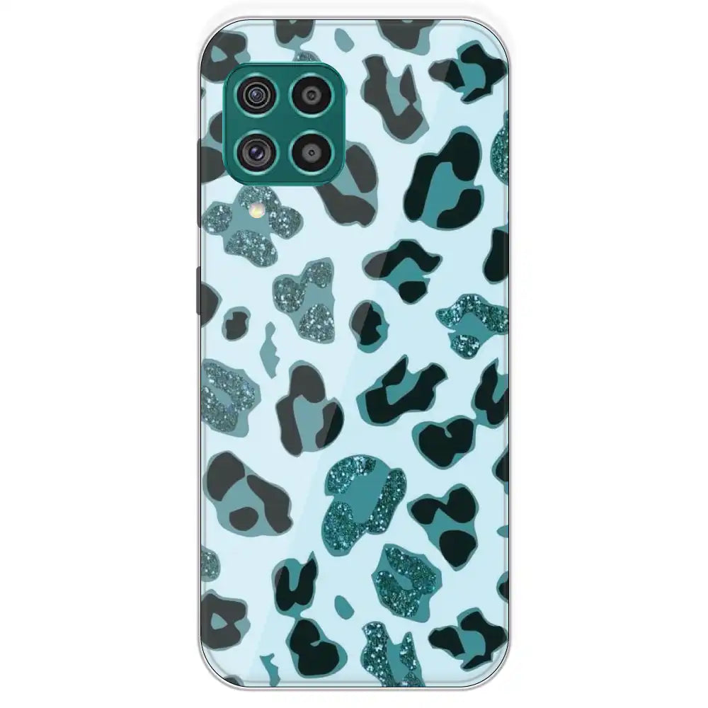 Blue Leopard Glitter Print - Printed Silicone Case For Samsung Galaxy F62