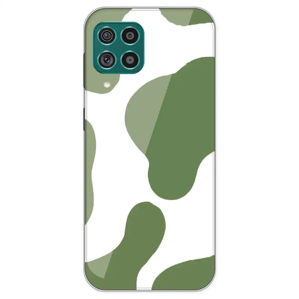 Olive Green Cow Print - Clear Printed Silicone Case For Samsung Galaxy F62