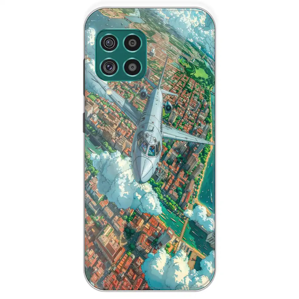Flying Over City - Printed Silicone Case For Samsung Galaxy F62