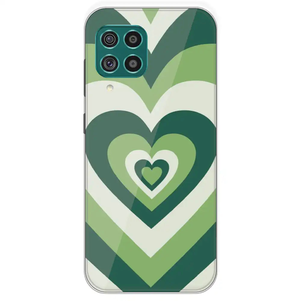 Dark Green Hearts - Printed Silicone Case For Samsung Galaxy F62