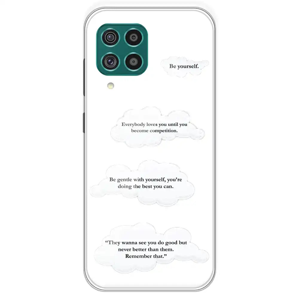 Quotes And Clouds - Clear Printed Silicone Case For Samsung Galaxy F62