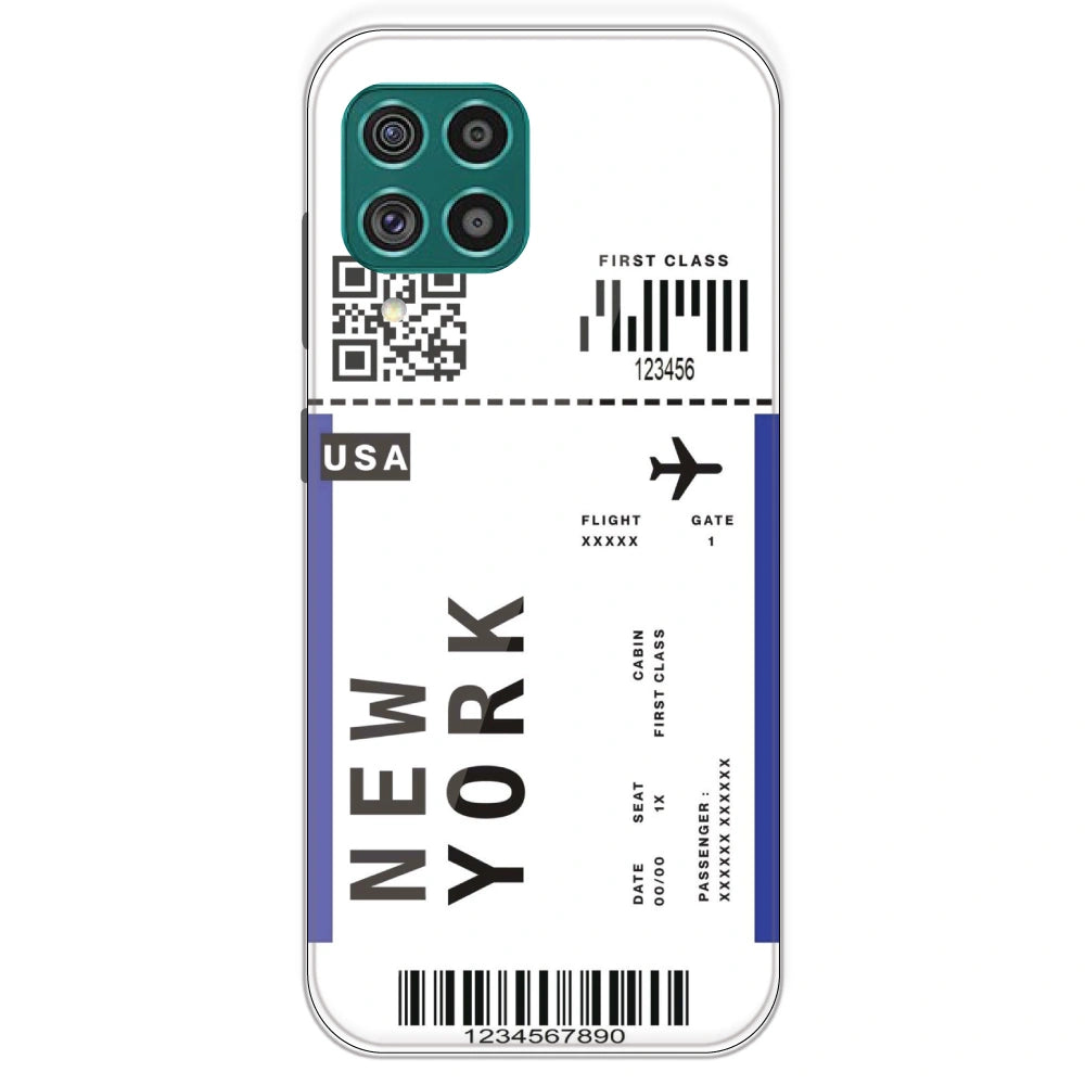 New York Ticket - Clear Printed Silicone Case For Samsung Galaxy F62