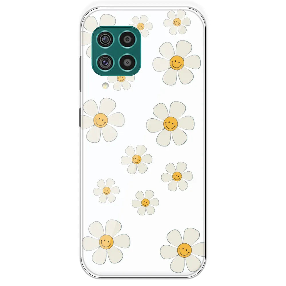 Smile Flowers - Clear Printed Silicone Case For Samsung Galaxy F62