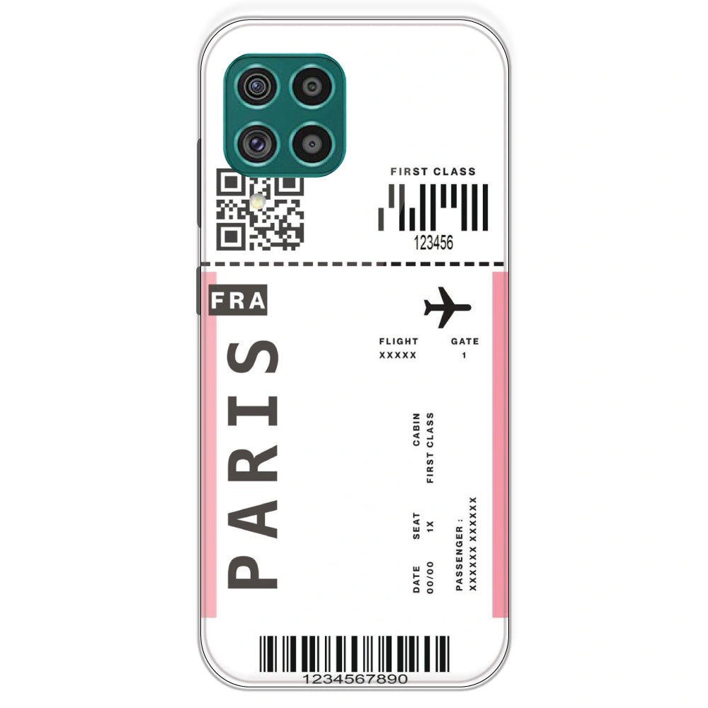 Paris Ticket - Clear Printed Silicone Case For Samsung Galaxy F62