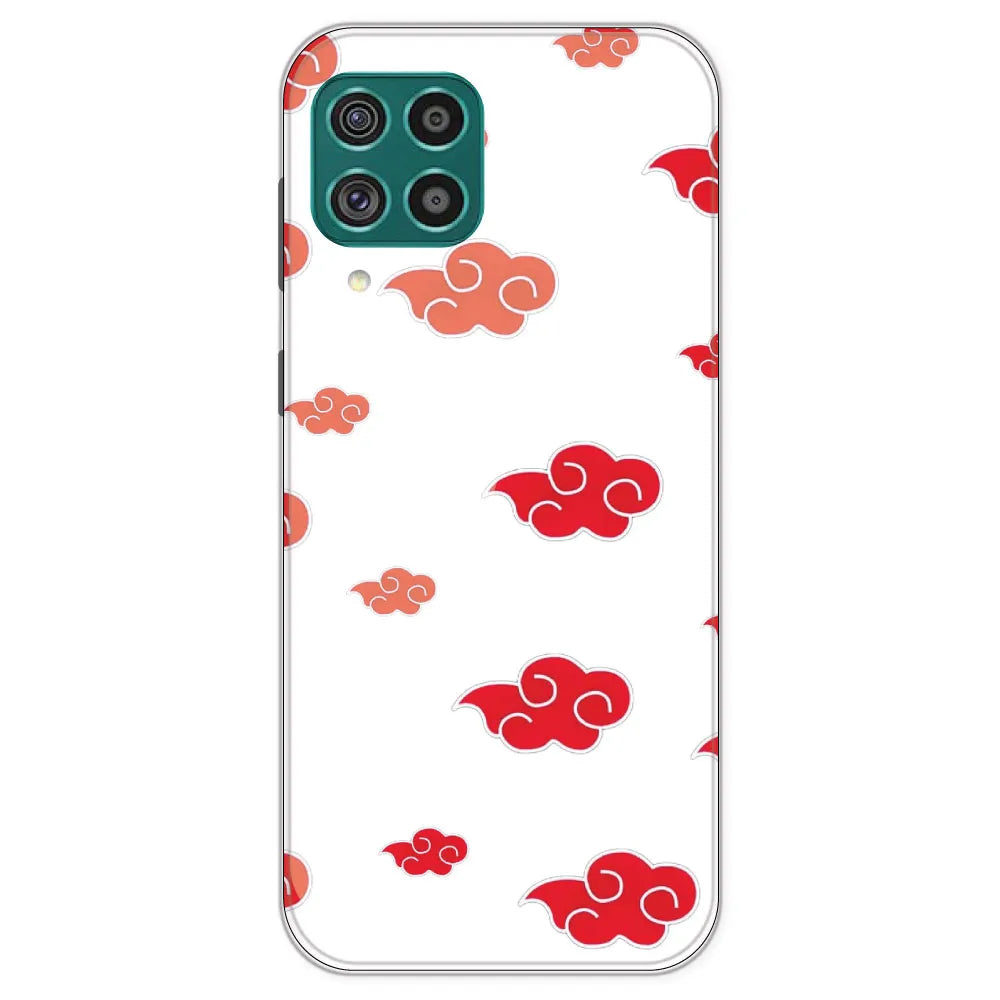 Red Clouds - Clear Printed Silicone Case For Samsung Galaxy F62