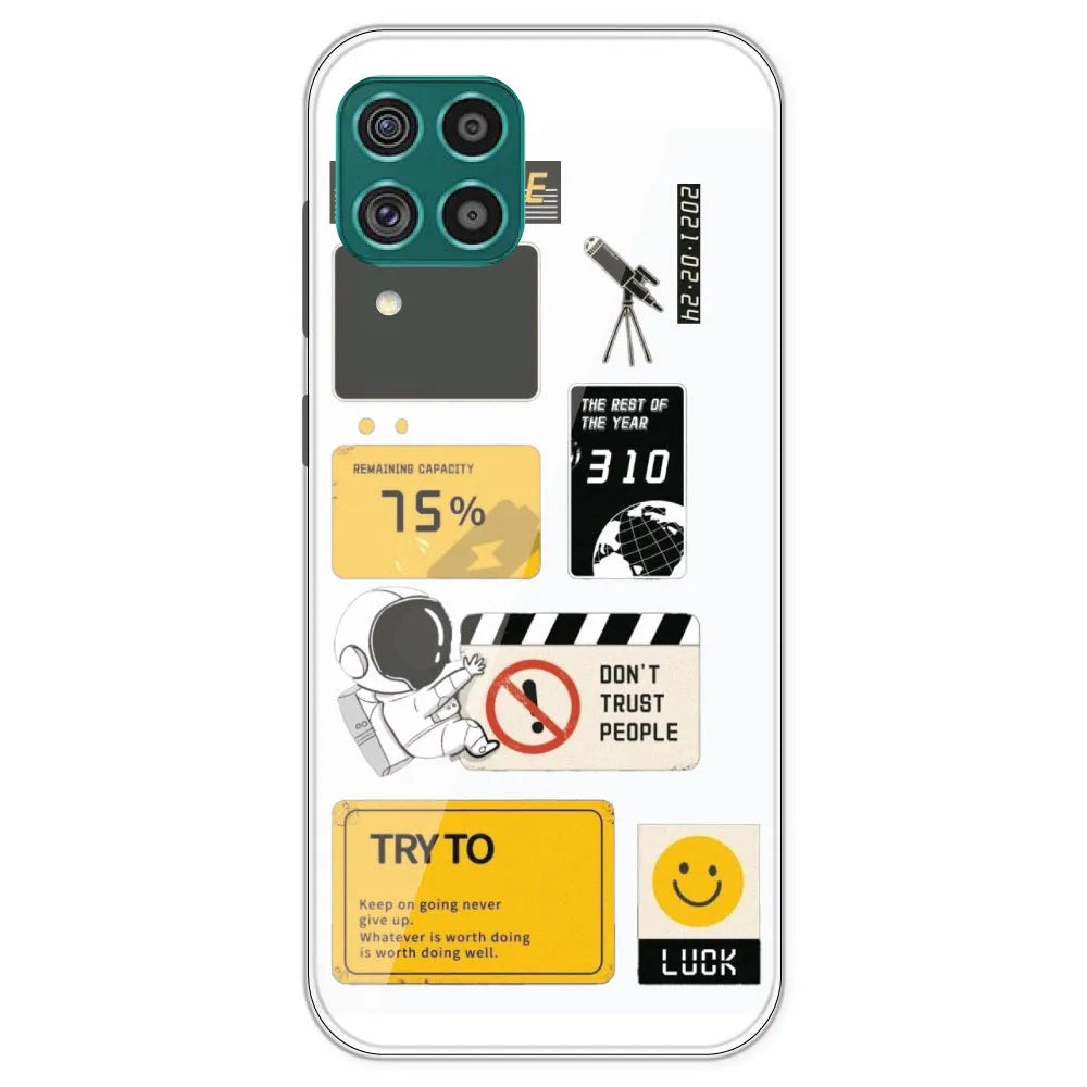 Space - Clear Printed Silicone Case For Samsung Galaxy F62