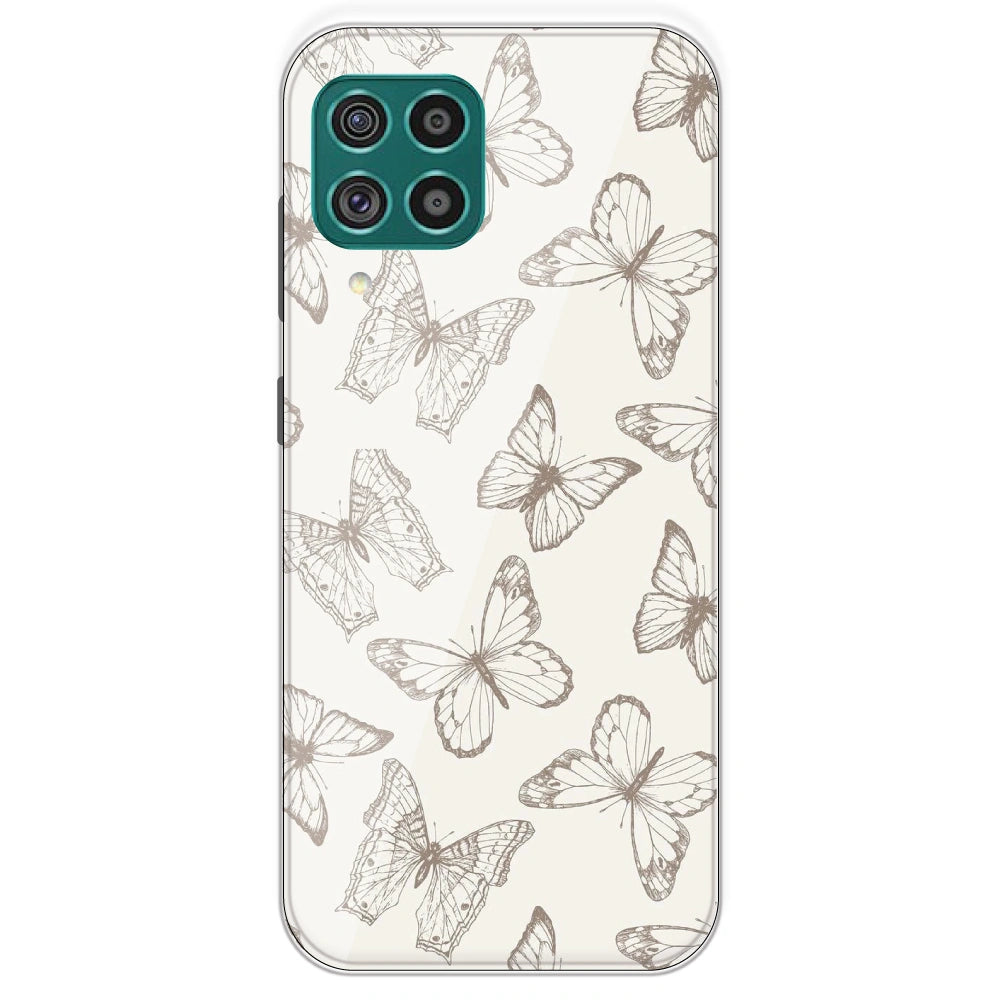 White Butterflies - Printed Silicone Case For Samsung Galaxy F62