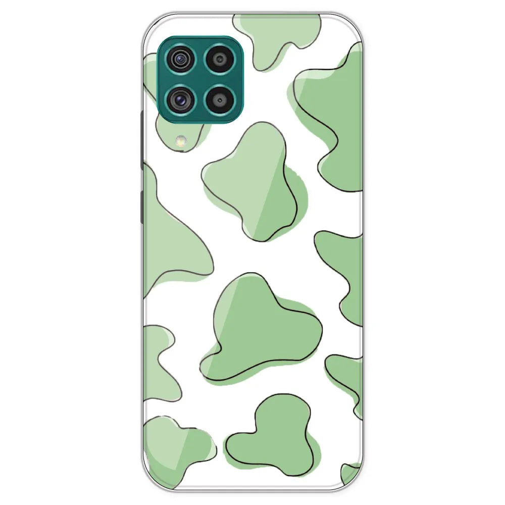 Green Cow Print - Clear Printed Silicone Case For Samsung Galaxy F62