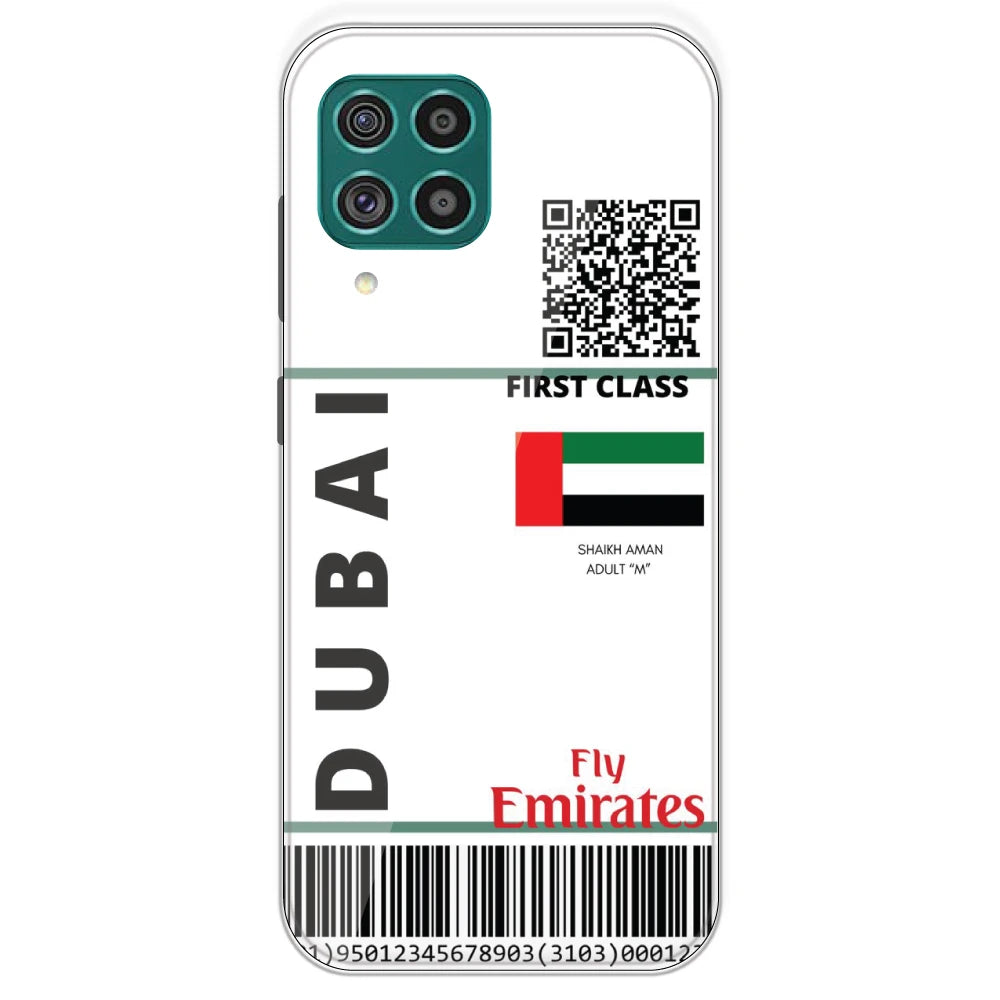 Dubai Ticket - Clear Printed Silicone Case For Samsung Galaxy F62