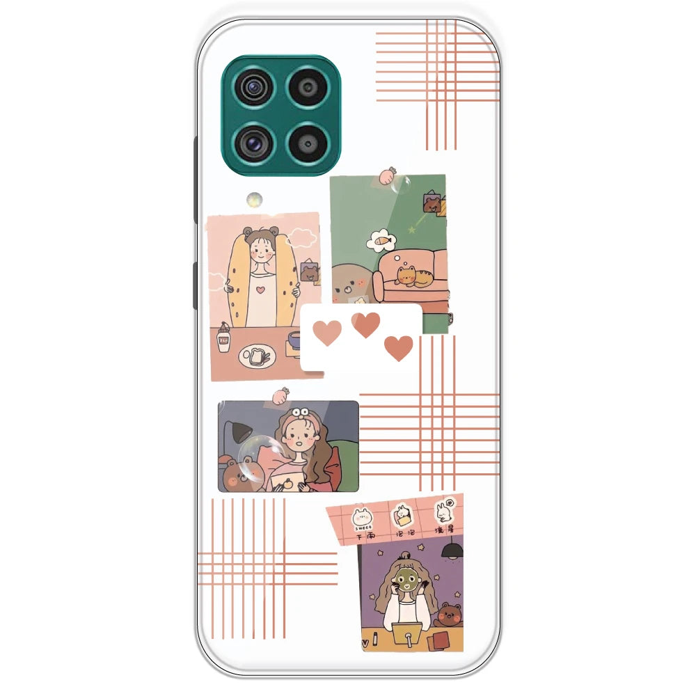 Cute Girl Collage - Clear Printed Silicone Case For Samsung Galaxy F62