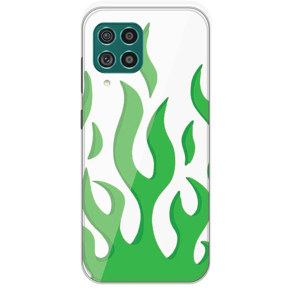 White Aesthetic Flame - Clear Printed Silicone Case For Samsung Galaxy F62