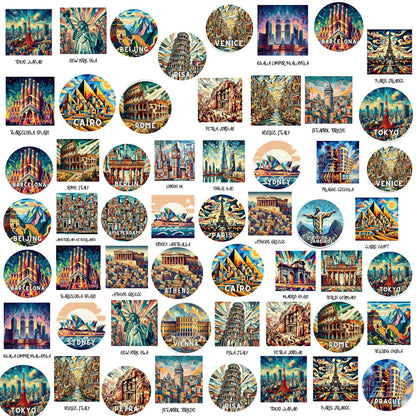 Famous Places Sticker Bundle – 39 Waterproof Aesthetic Stickers