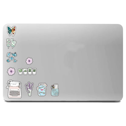 Floral Themed Stickers On Laptop