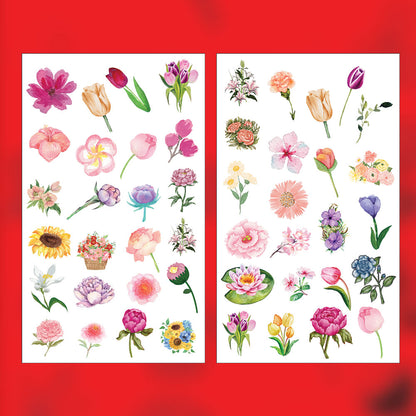 Flower Sticker Bundle – 47 Waterproof Aesthetic Stickers