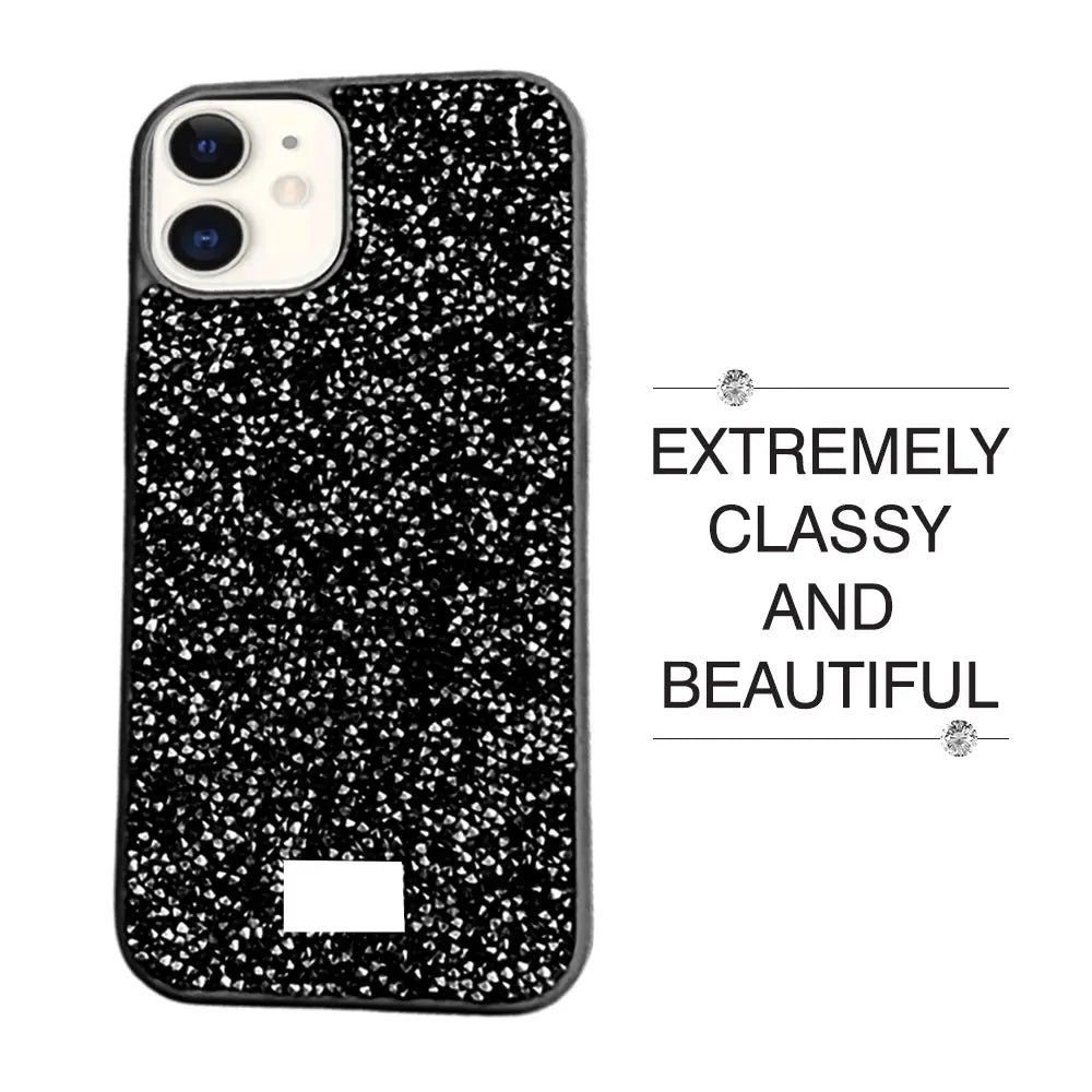 Crystal Stone Premium Cases For iPhone Models- Black