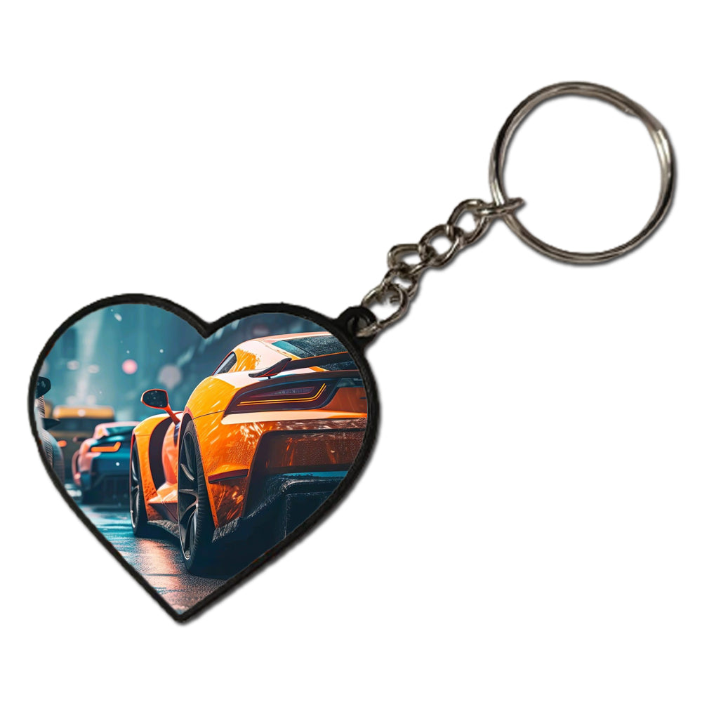 Orange Car - Keychain heart