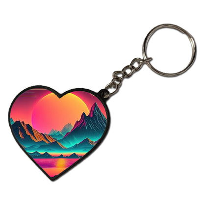 Sunset At The Mountains - Keychain HEART